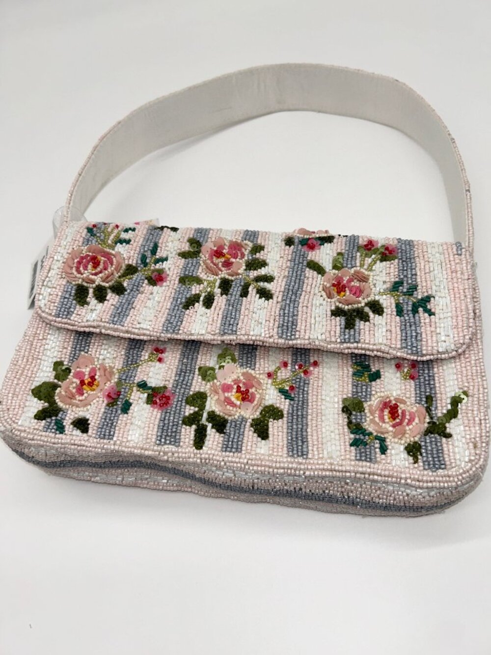 NWT Handmade Beaded Floral Marshalls Handbag - Picture 6 of 7